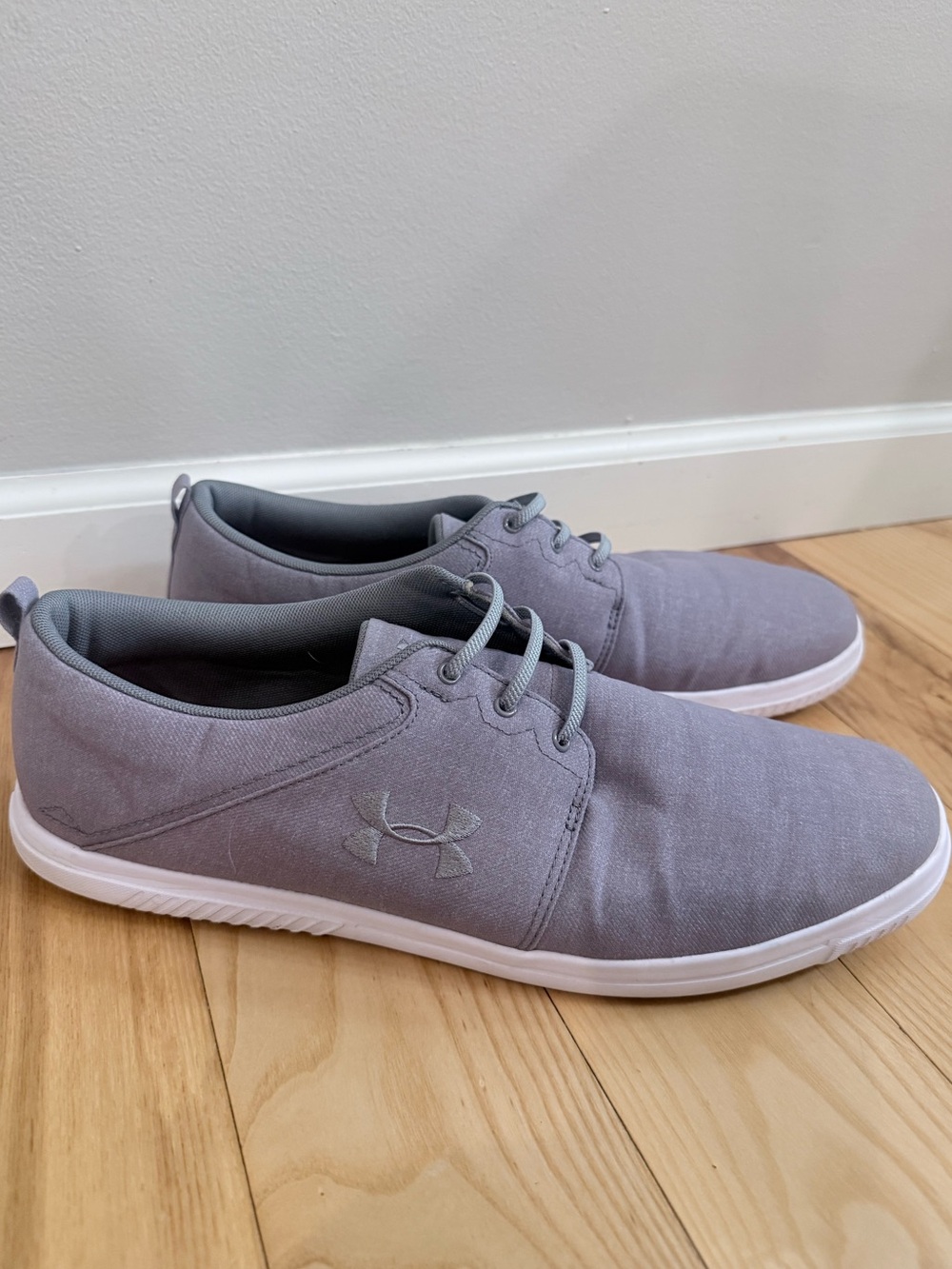 Men Under Armour Gray Canvas Lace-Up Casual Sneakers Size 14